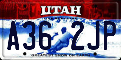 UT license plate A362JP