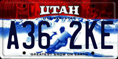 UT license plate A362KE