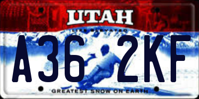 UT license plate A362KF