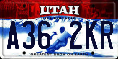 UT license plate A362KR