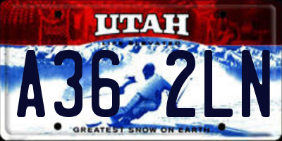 UT license plate A362LN