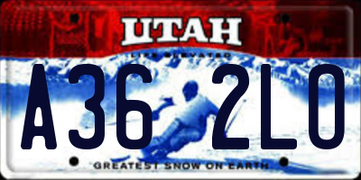 UT license plate A362LO