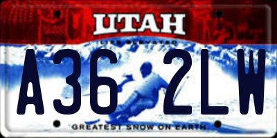 UT license plate A362LW