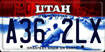 UT license plate A362LX