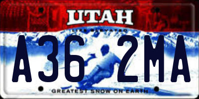 UT license plate A362MA