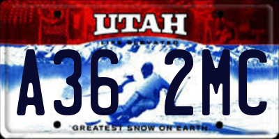UT license plate A362MC