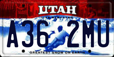 UT license plate A362MU