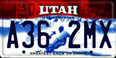 UT license plate A362MX