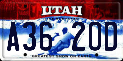 UT license plate A362OD