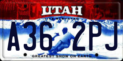 UT license plate A362PJ
