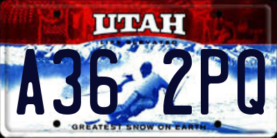 UT license plate A362PQ