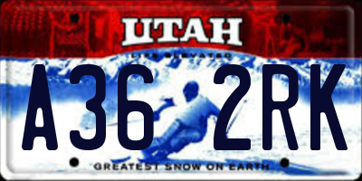 UT license plate A362RK