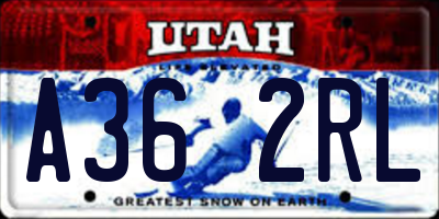 UT license plate A362RL