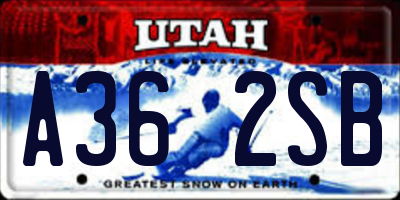 UT license plate A362SB