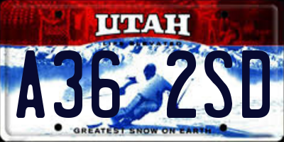 UT license plate A362SD