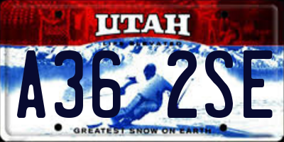 UT license plate A362SE