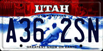 UT license plate A362SN