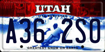 UT license plate A362SO