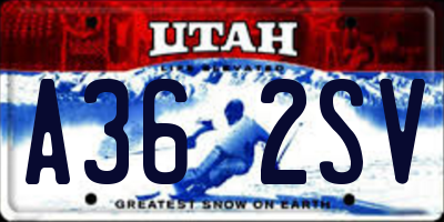 UT license plate A362SV