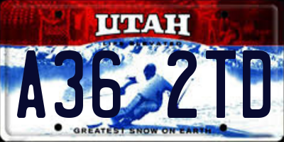 UT license plate A362TD