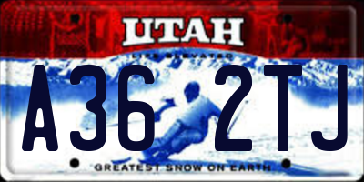 UT license plate A362TJ