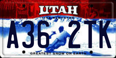 UT license plate A362TK