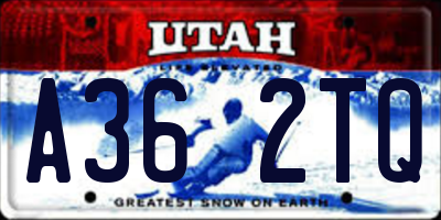 UT license plate A362TQ
