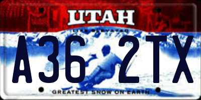 UT license plate A362TX