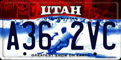 UT license plate A362VC