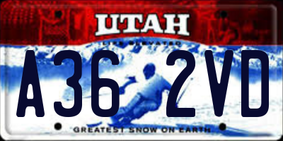 UT license plate A362VD