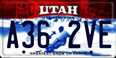 UT license plate A362VE