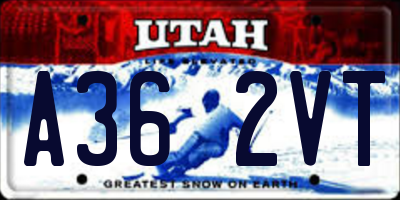 UT license plate A362VT