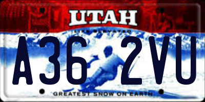 UT license plate A362VU
