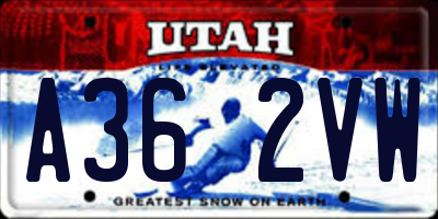 UT license plate A362VW