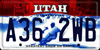 UT license plate A362WB