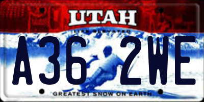 UT license plate A362WE