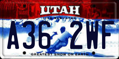 UT license plate A362WF