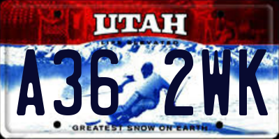 UT license plate A362WK