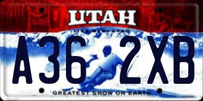 UT license plate A362XB