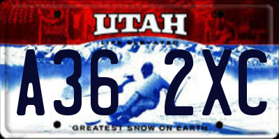 UT license plate A362XC