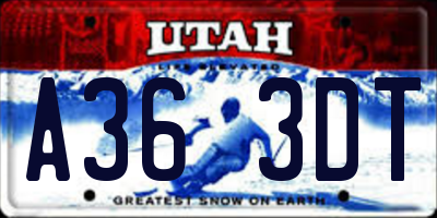 UT license plate A363DT