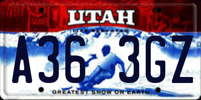 UT license plate A363GZ