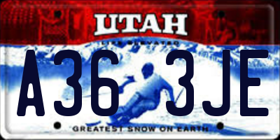 UT license plate A363JE