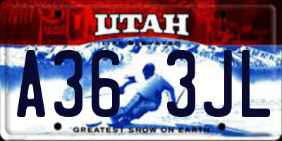 UT license plate A363JL