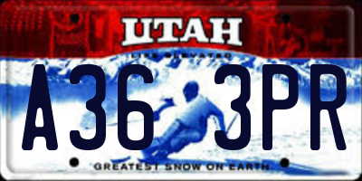 UT license plate A363PR