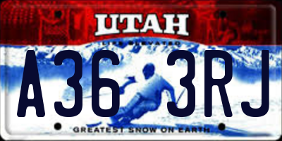 UT license plate A363RJ