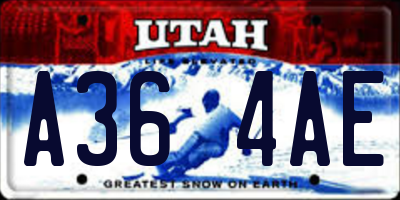 UT license plate A364AE