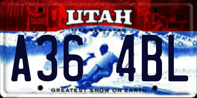 UT license plate A364BL