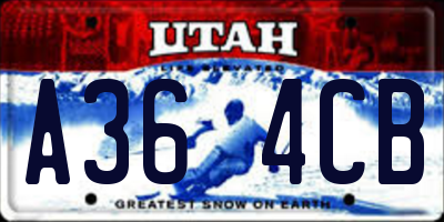 UT license plate A364CB