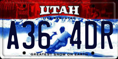UT license plate A364DR